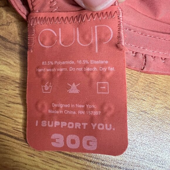 CUUP The Scoop Underwire Bra 30G Smoothing Unlined Clay Terracotta NEW - Picture 4 of 8